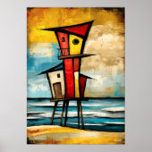 Poster Primal Watch — Abstract Expressionist Beach Tower (Devant)