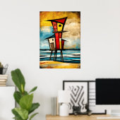 Poster Primal Watch — Abstract Expressionist Beach Tower (Bureau à domicile)