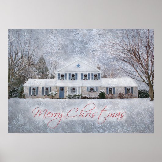 Poster Primitive Winter Snow Country Rustic Open House (Devant)