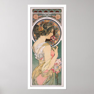 Poster Primrose by Alphonse Mucha - Vintage Floral Art