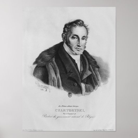 Poster Prince Adam George Czartoryski, 1831 (Devant)