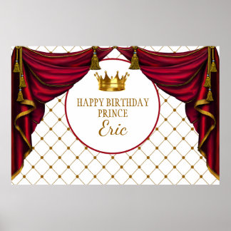 Poster Prince de Fond, Prince Fête Rouge et Or