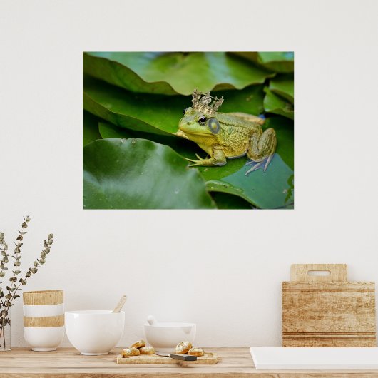 Poster Prince de grenouille couronné sur Lily Pad (Cuisine)