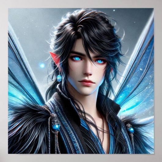 Poster Prince Fée Céleste aux Yeux de Saphir Percants (Devant)