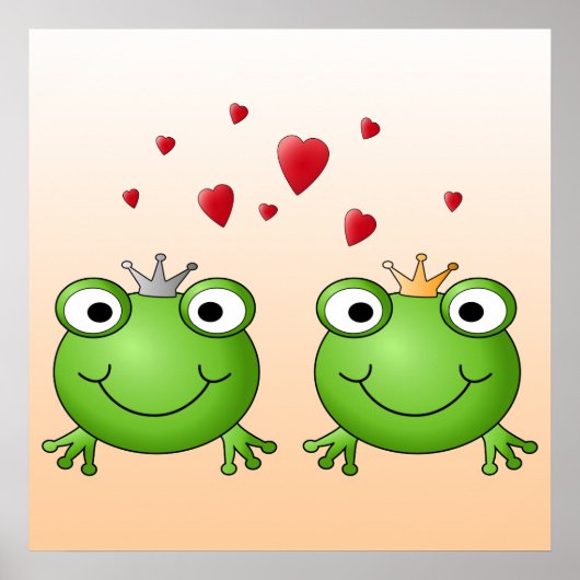 Poster Prince Frog et Prince Frog Princess, with heart. (Devant)