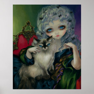 Poster Princess with a Ragdoll Cat ART PRINT rococo