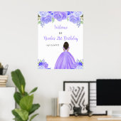 Poster Princesse à peau foncée Bienvenue d'anniversaire f (Bureau à domicile)