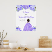 Poster Princesse à peau foncée Bienvenue d'anniversaire f (Cuisine)