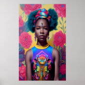 Poster princesse africaine aux cheveux bleus (Devant)