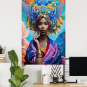 Poster princesse africaine avec des ailes dans ses cheveu (Bureau à domicile)
