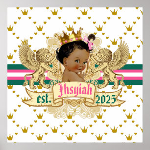 Poster Princesse Africaine Royale Rose et Vert Élégant