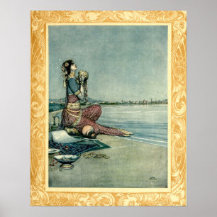 Poster Princesse au bord de la mer par Heath Robinson
