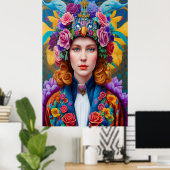 Poster princesse aux cheveux bouclés (Bureau à domicile)