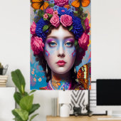 Poster princesse aux cheveux floraux (Bureau à domicile)