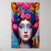 Poster princesse aux cheveux floraux (Devant)