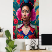 Poster Princesse aux joues de fleurs roses (Bureau à domicile)