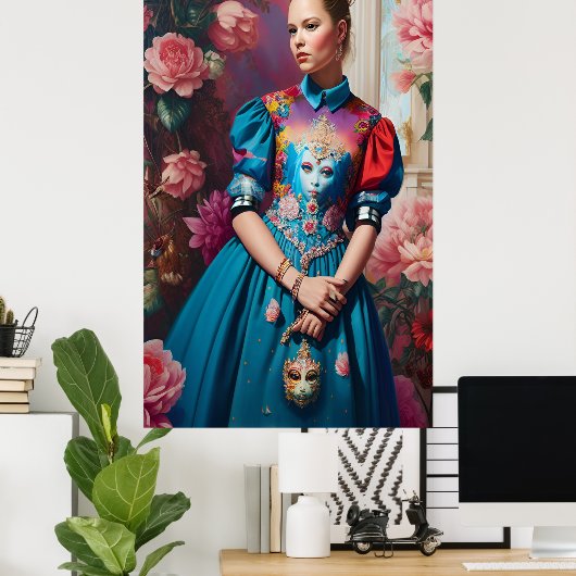 Poster Princesse avec couronne d'argent (Bureau à domicile)