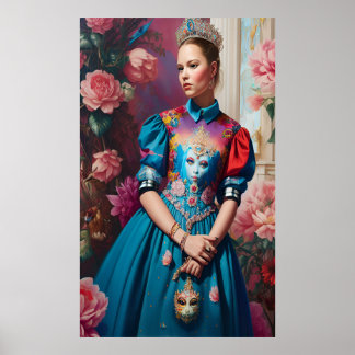 Poster Princesse avec couronne d'argent