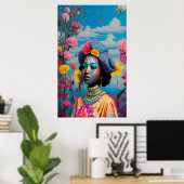 Poster Princesse avec peinture colorée au visage (Bureau à domicile)