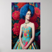 Poster Princesse avec robe décorative bleue (Devant)