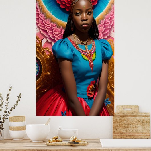 Poster Princesse avec robe rose et bleue (Cuisine)