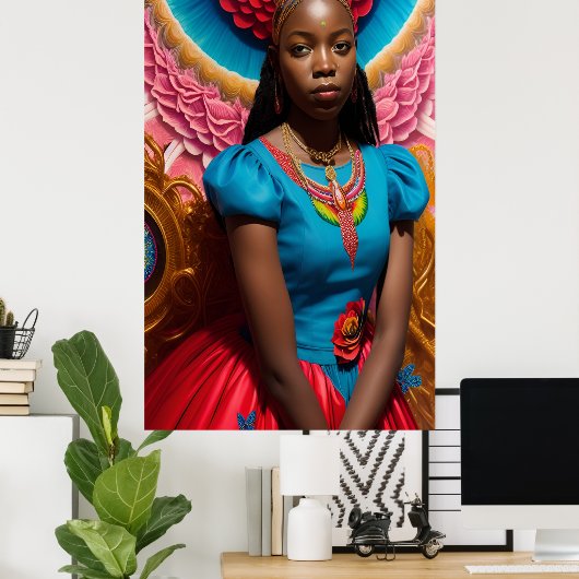 Poster Princesse avec robe rose et bleue (Bureau à domicile)