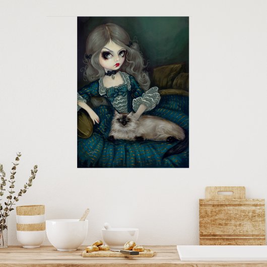 Poster Princesse avec un chat Himalayan gothique rococo I (Cuisine)