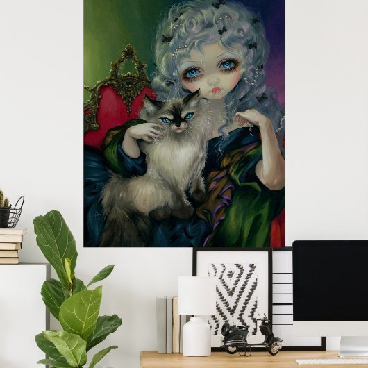 Poster Princesse avec un chat Ragdoll ART IMPRIMER rococo (Bureau à domicile)
