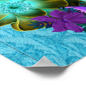 Poster Princesse Baby shower Turquoise Bleu pourpre Fille (Coin)