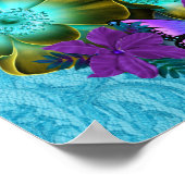 Poster Princesse Baby shower Turquoise Bleu Purple (Coin)