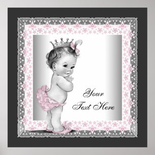 Poster Princesse bébé vintage rose