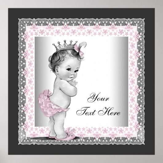 Poster Princesse bébé vintage rose (Devant)