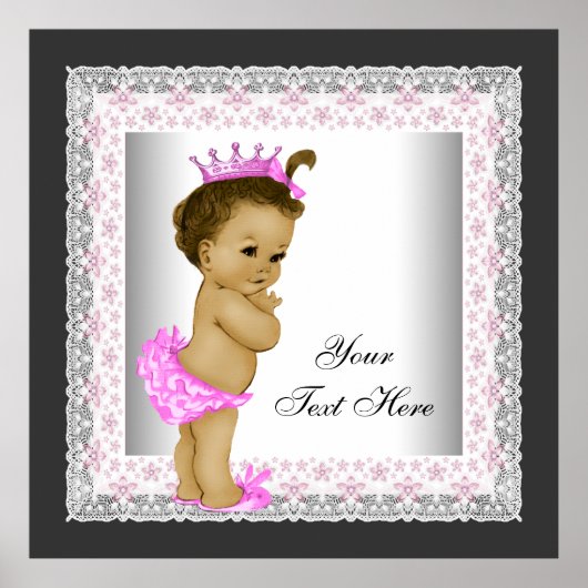 Poster Princesse bébé vintage rose (Devant)