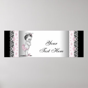 Poster Princesse bébé vintage rose