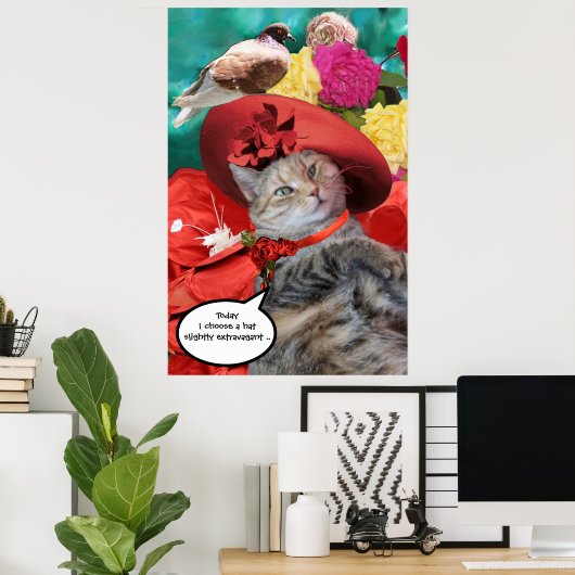 POSTER PRINCESSE CHAT CÉLÈBRE TATUS AVEC CHAPEAU ROUGE ET (Bureau à domicile)