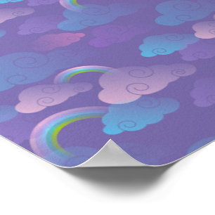 Poster Princesse Ciel Nuageux Violet Nuages Bleus Licorne