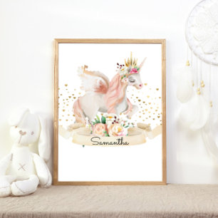 Poster Princesse Créature Magique Licorne Fille Nursery