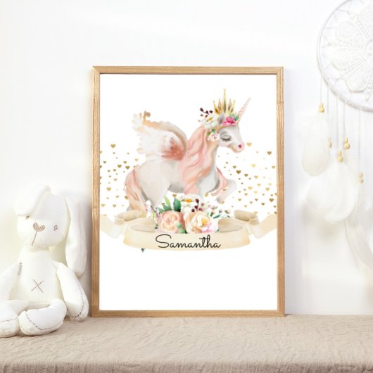 Poster Princesse Créature Magique Licorne Fille Nursery