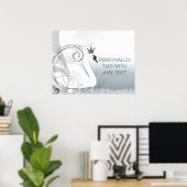 Poster Princesse Cygne Argent et Blanc Élégant Fête Perso (Bureau à domicile)