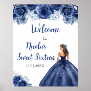Poster Princesse dans un Sweet sixteen habillé de marine
