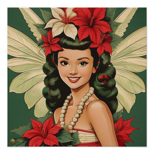 Poster Princesse de Noël Tropical Rétro 50s (Devant)