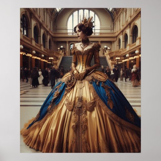 Poster Princesse dorée Steampunk Victorien Industriel (Devant)