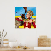 Poster Princesse Dragon Fantastique Art Numérique (Cuisine)