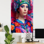 Poster princesse élégante avec casquette à fleurs (Bureau à domicile)