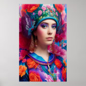 Poster princesse élégante avec casquette à fleurs (Devant)