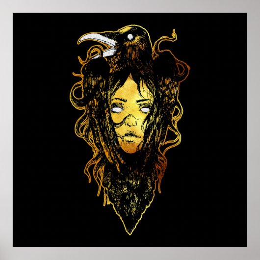 Poster Princesse embrassée par un corbeau (Devant)