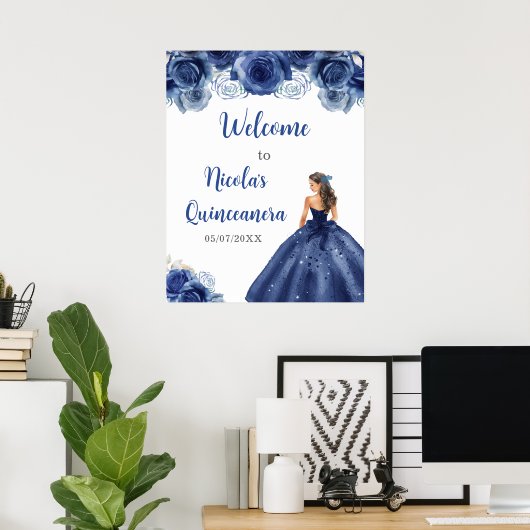 Poster Princesse en bleu marine Robe Quinceanera Bienvenu (Bureau à domicile)