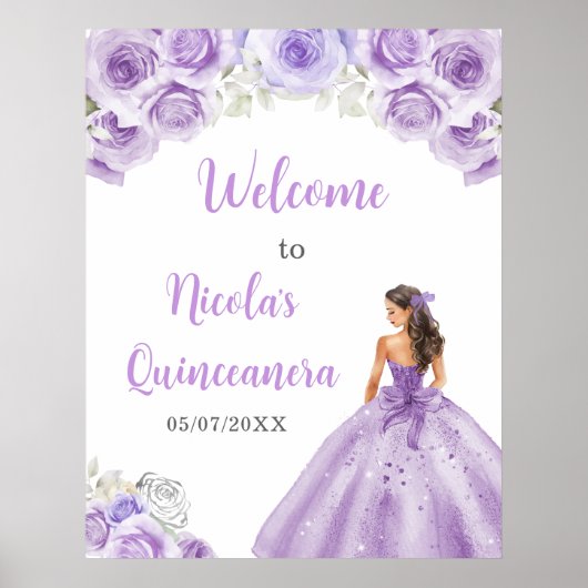 Poster Princesse en Dusty Robe violette Quinceanera Bienv (Devant)