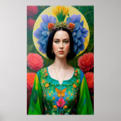 Poster Princesse en robe fleurie verte (Devant)