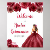 Poster Princesse en Robe Rouge Quinceanera Bienvenue (Devant)